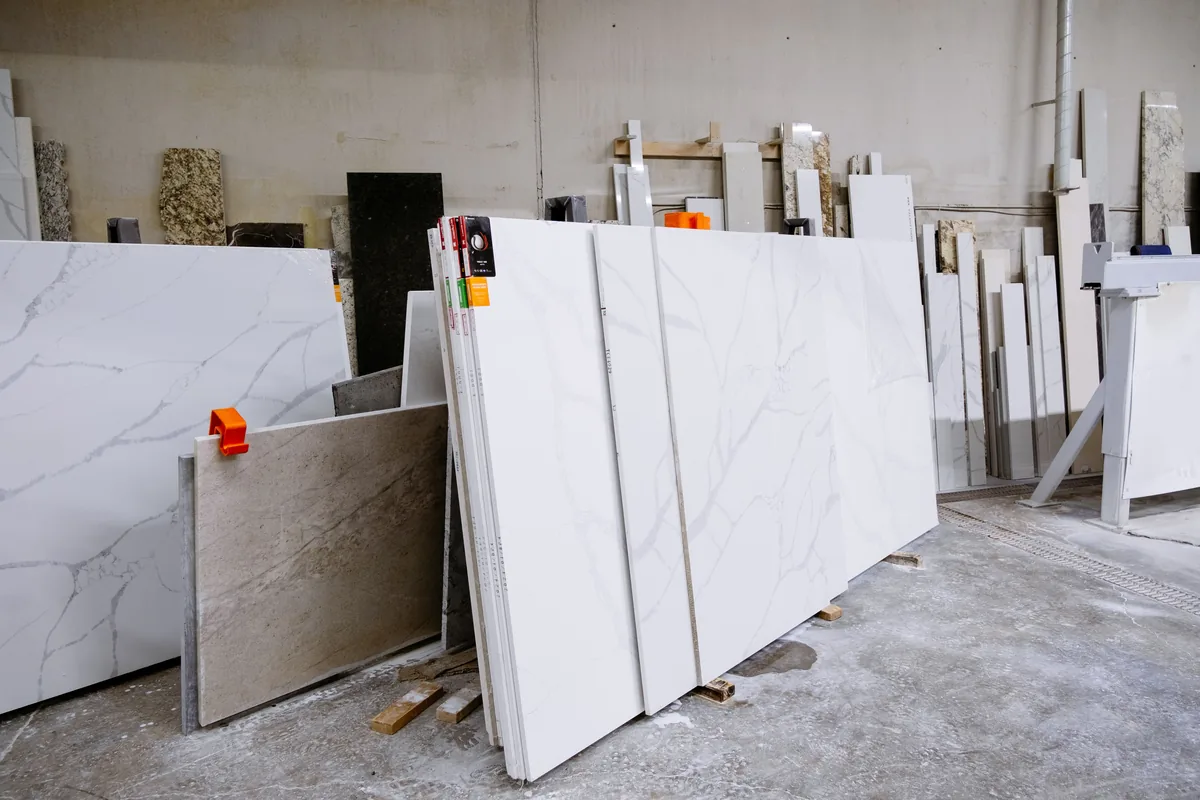 Honed white marble floor tile sealed in a Florida bathroom for slip safety